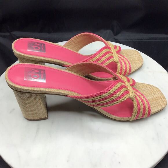 Dolce Vita Women's Pink Woven Haady Heeled Mules Sandals Size 10 Casual - Picture 1 of 7